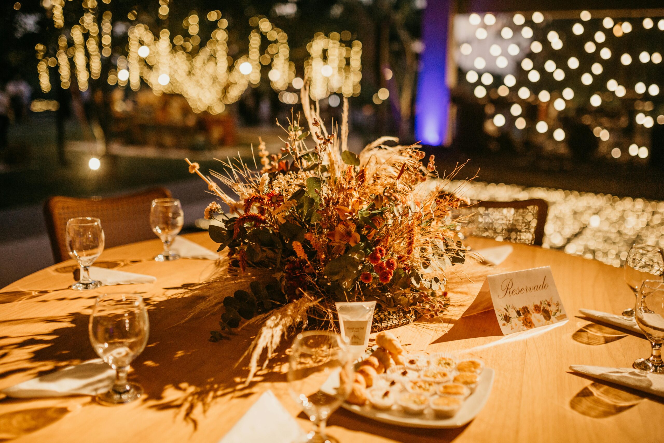 fall wedding flowers on table